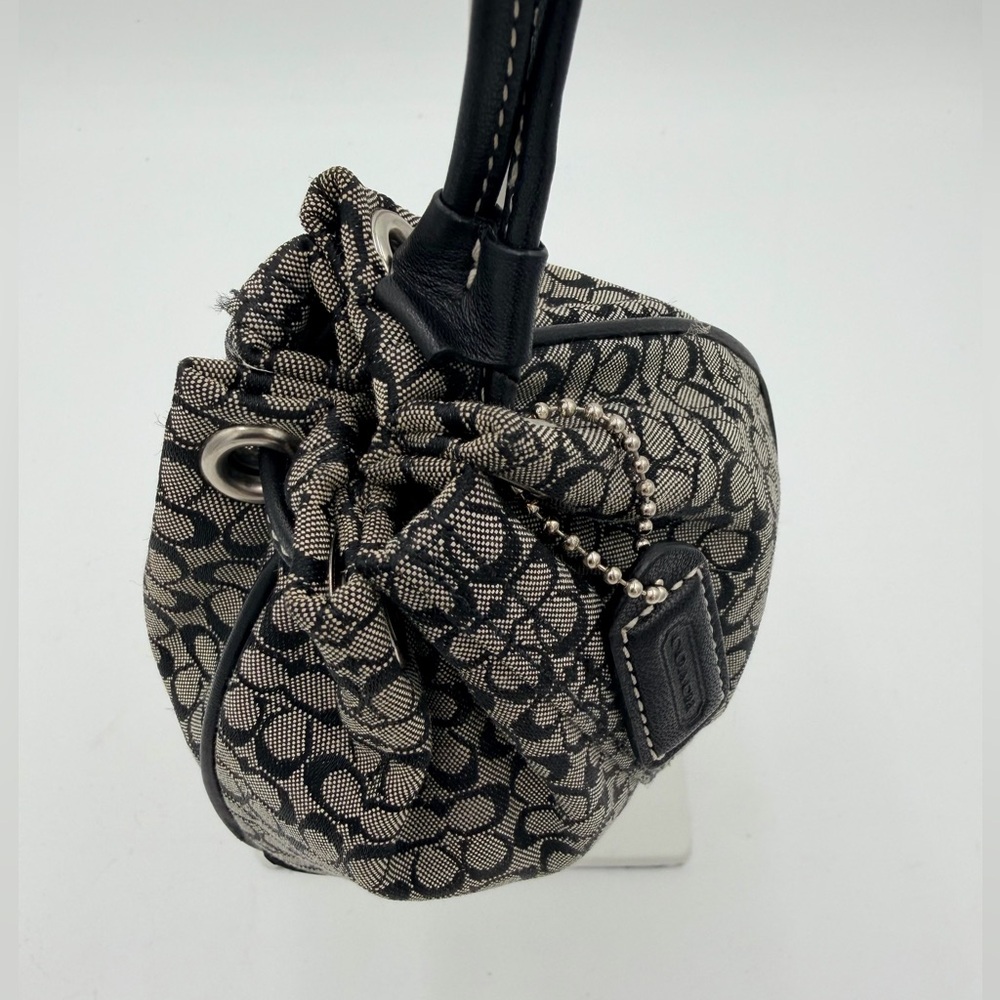 Coach Signature Mini C Drawstring Wristlet Pouch Black Jacquard Y2K - Picture 5 of 12